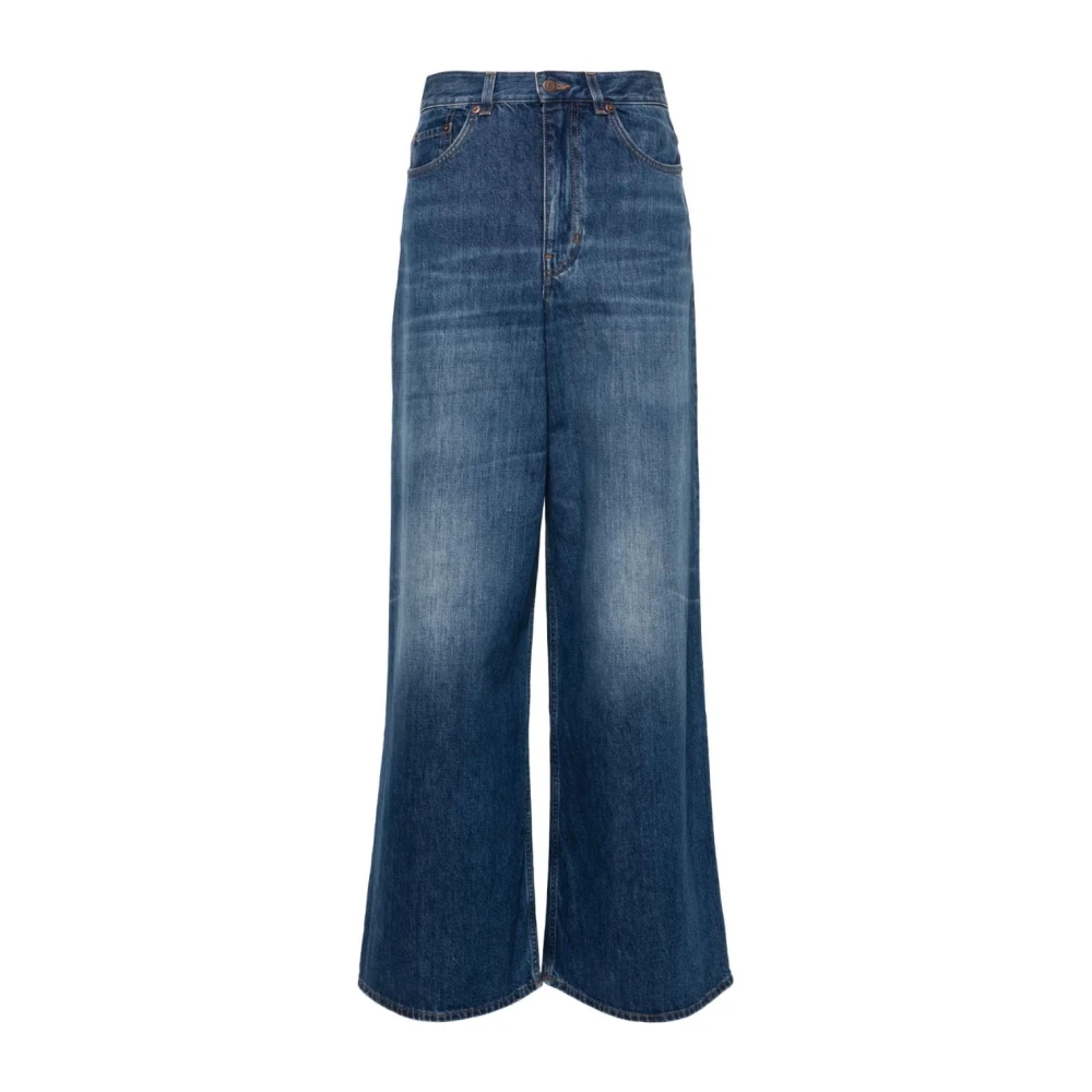 Chloé Blauwe Denim Wijde Pijp Broek Blue Dames