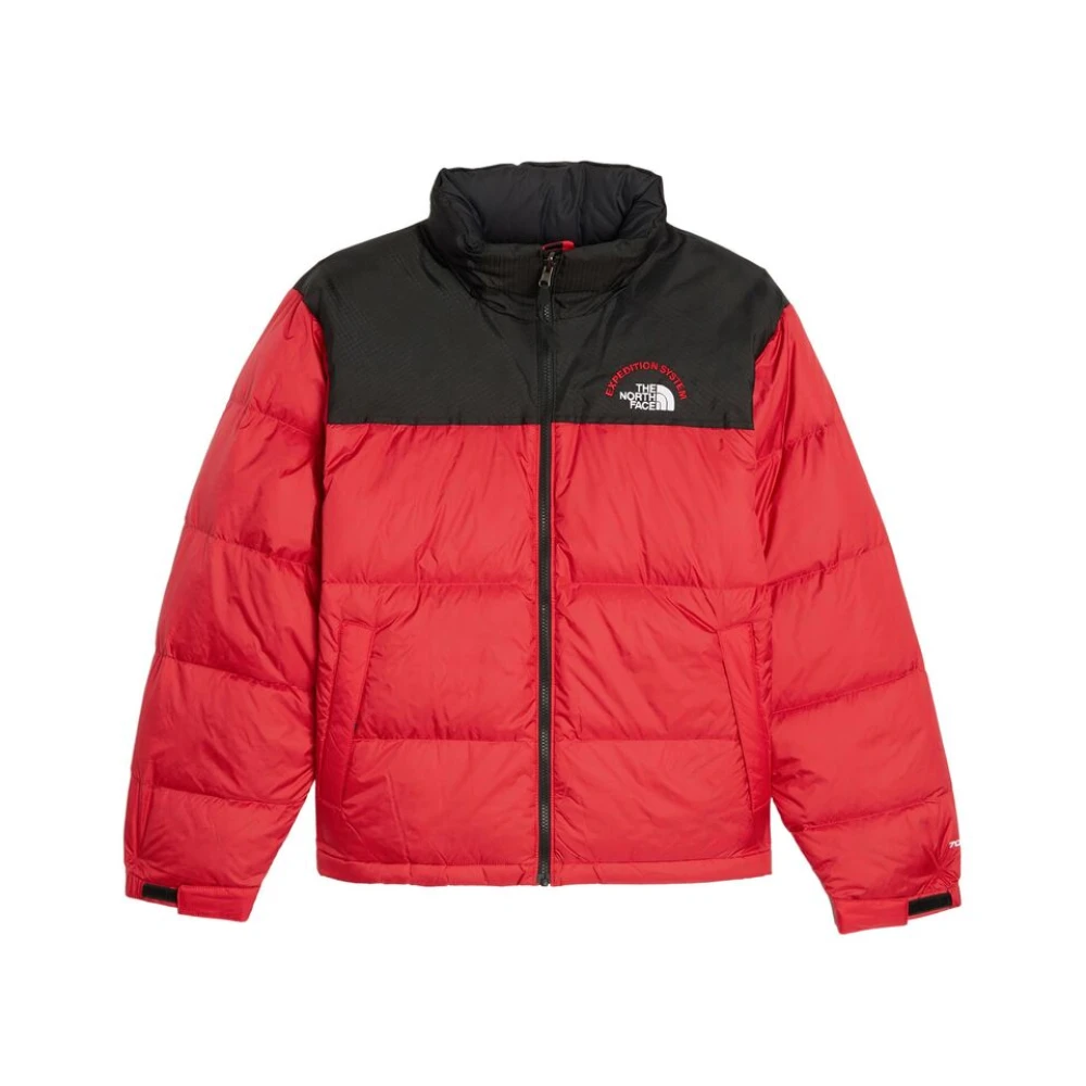The North Face Zwart Rode Ganzendons Gewatteerde Jas Red Heren