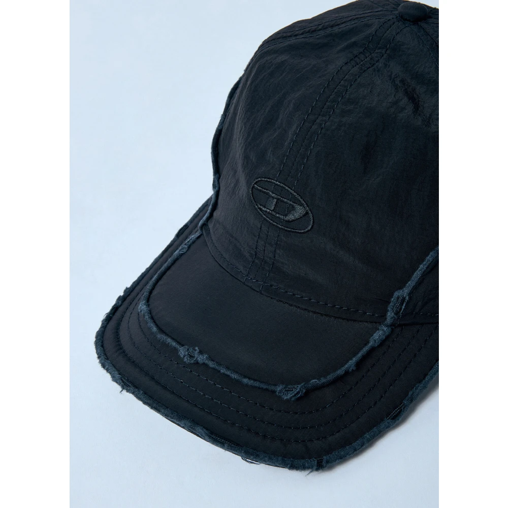 Diesel Baseballpet met verweerd logo Made in Italy Black Heren