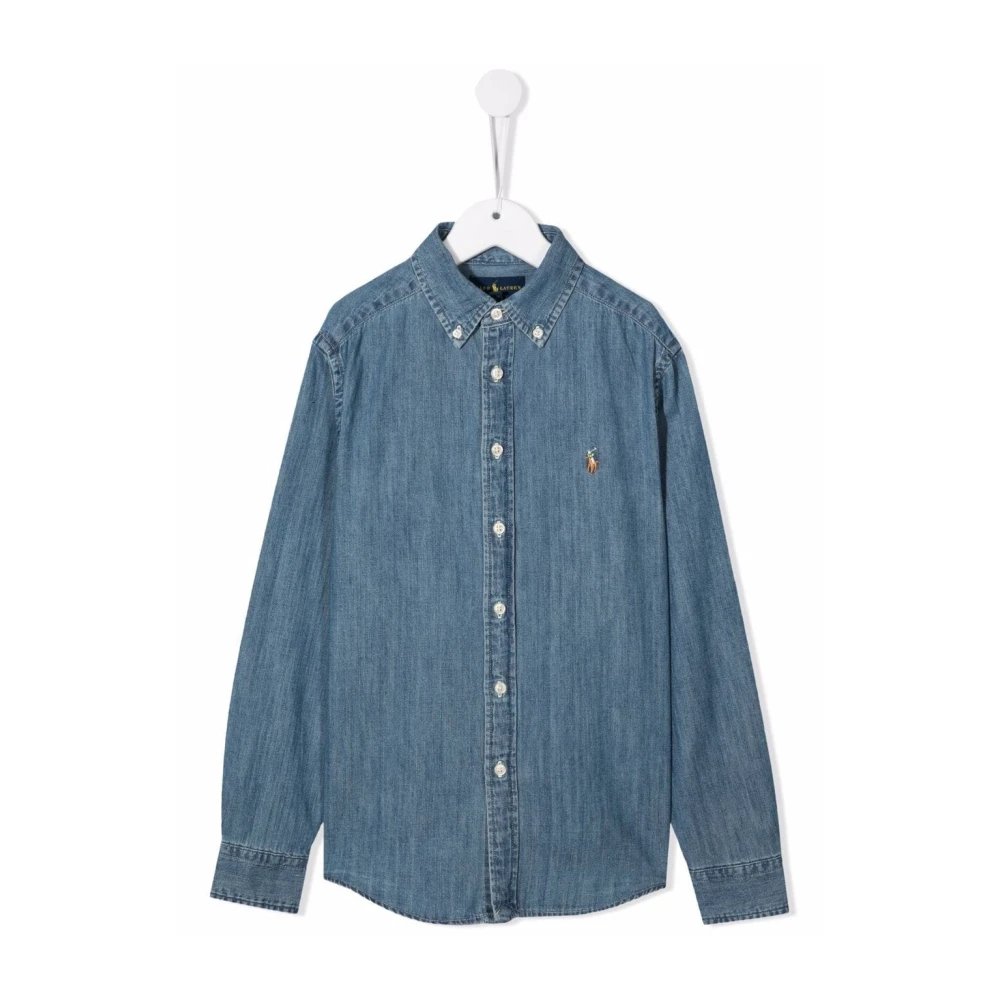 Polo Ralph Lauren Men's Blue Embroidered Denim Shirt
