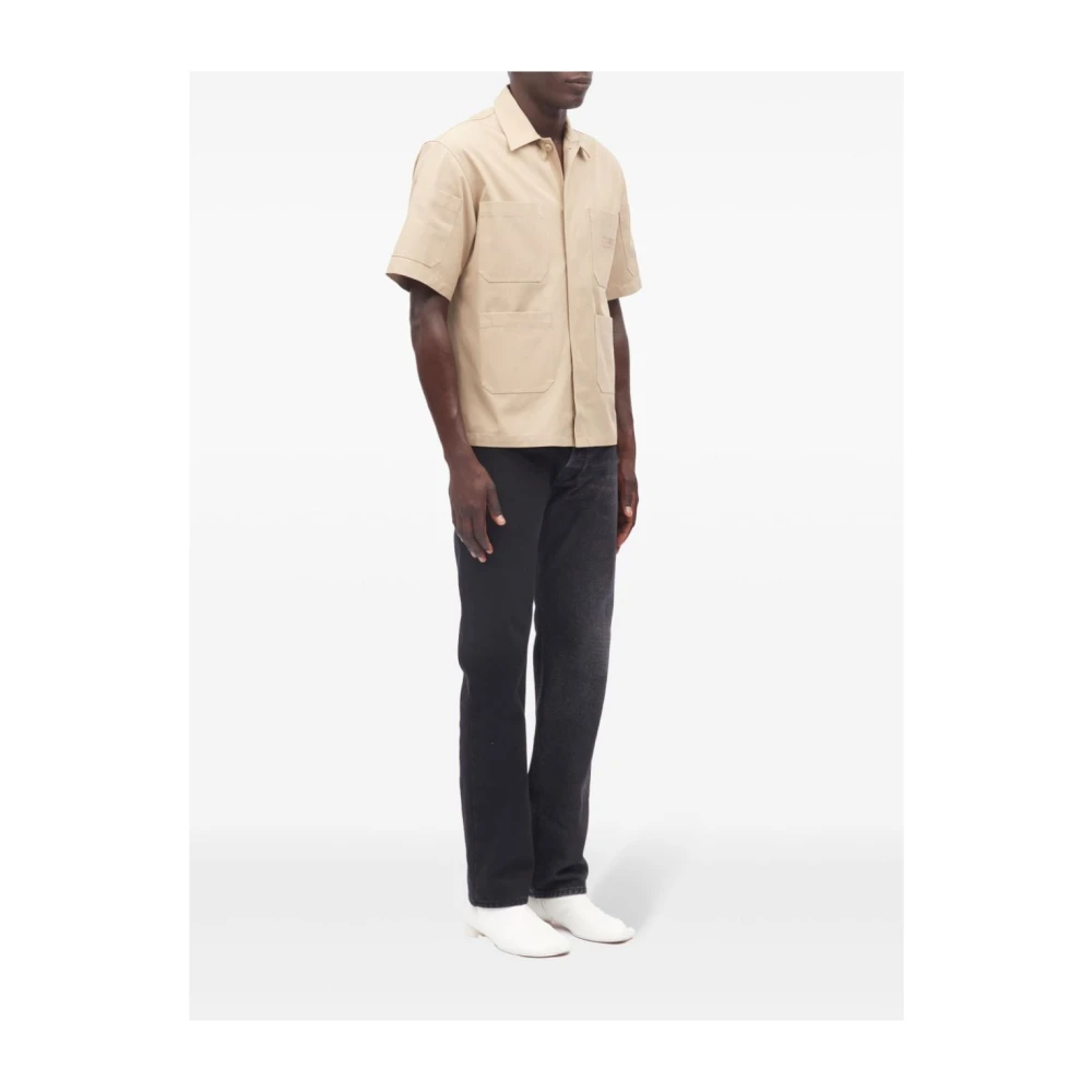 MM6 Maison Margiela Geborduurde katoenen gabardine overhemd Beige Heren