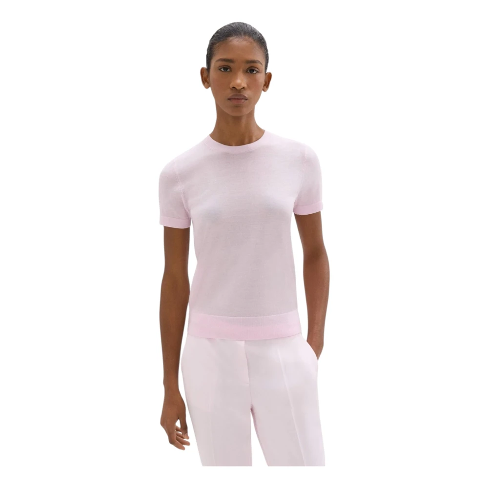 Theory Merinowol T-shirt Roze Klassieke Stijl Pink Dames