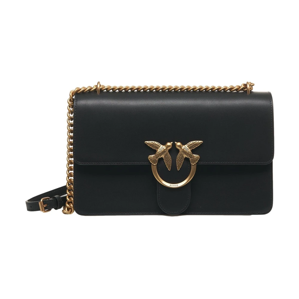 Pinko Women's Black Classic Love Shoulder Bag With Chain - Shoulder Bags - One Size - Bags