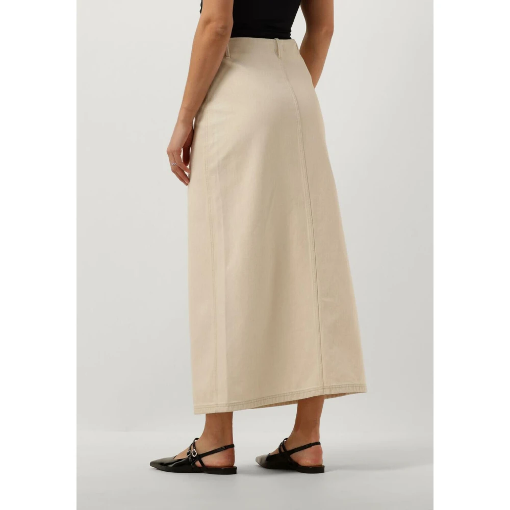 moss copenhagen Hoge Taille Denim Rok Beige Dames
