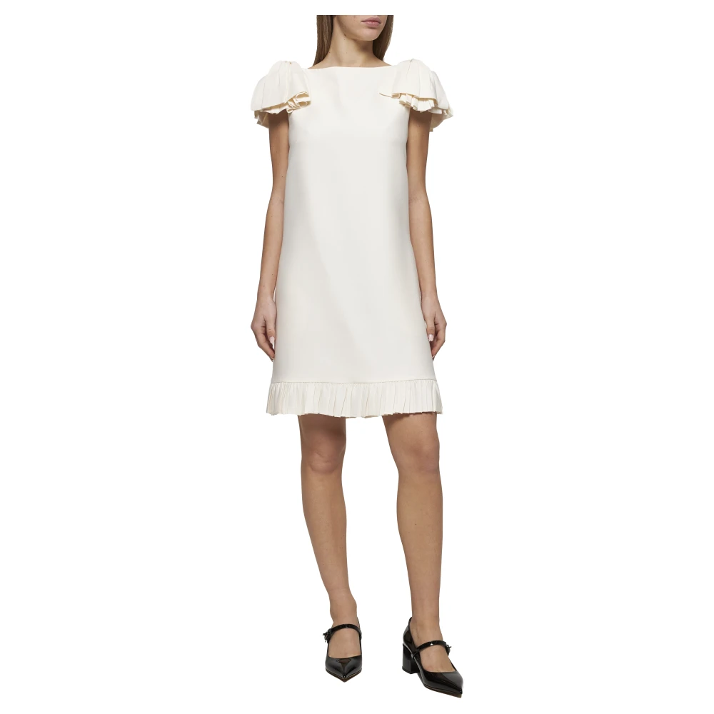 Valentino Ivoor Mouwloze Jurk met Strik Detail Beige Dames