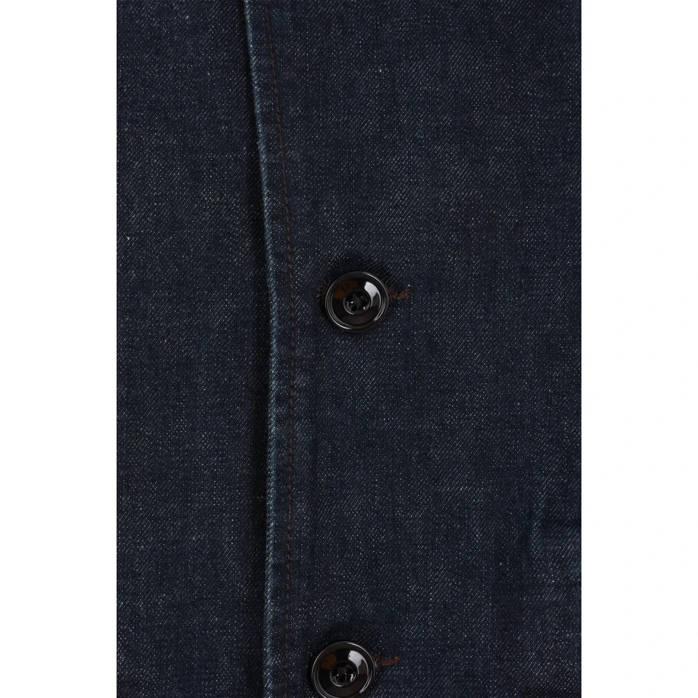 Lemaire Blauwe Katoenen Denim Jas Blue Heren