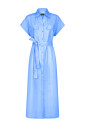 robe-en-coton-manches-courtes-boutonnee-ceinturee