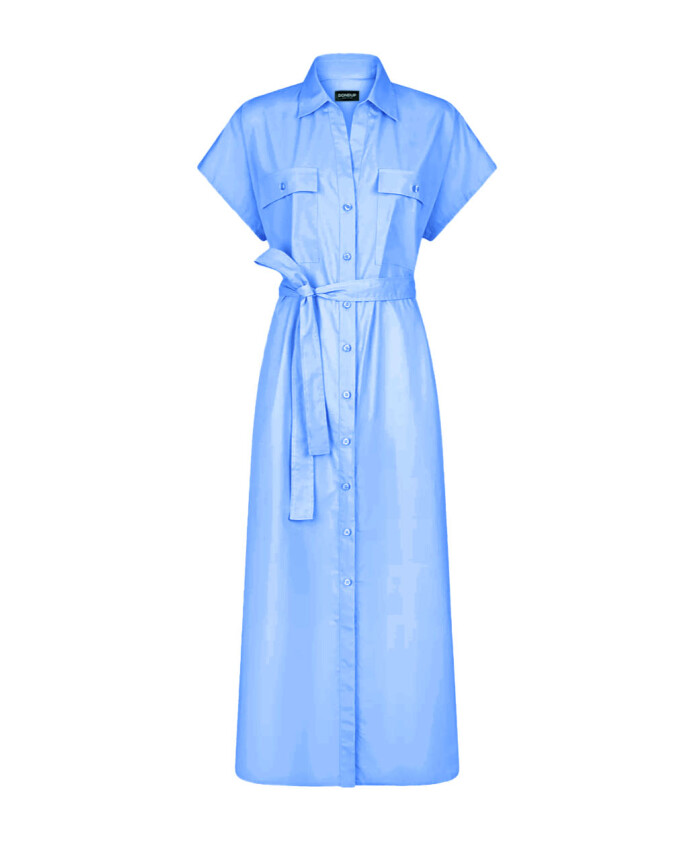 robe-en-coton-manches-courtes-boutonnee-ceinturee