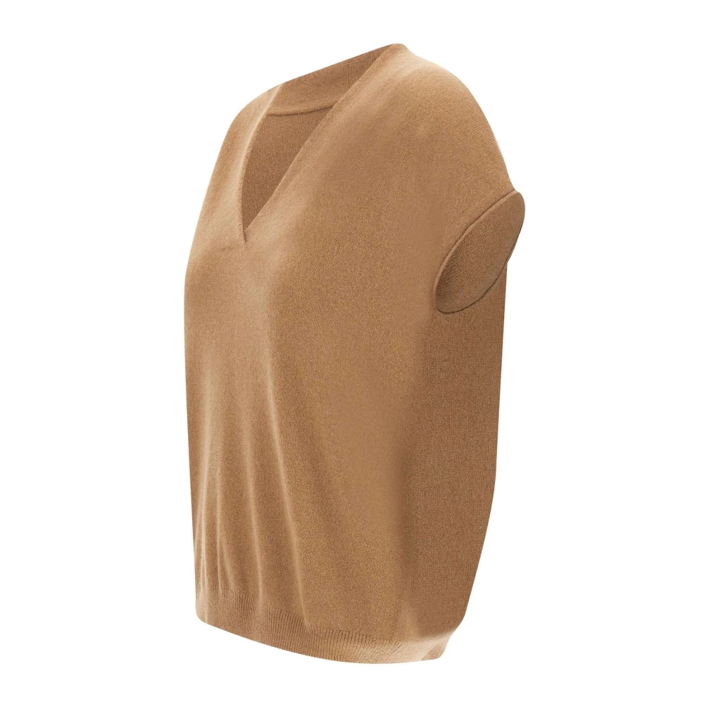 Hemisphere Kasjmier Gilet Hazelnoot Sweater Beige Dames
