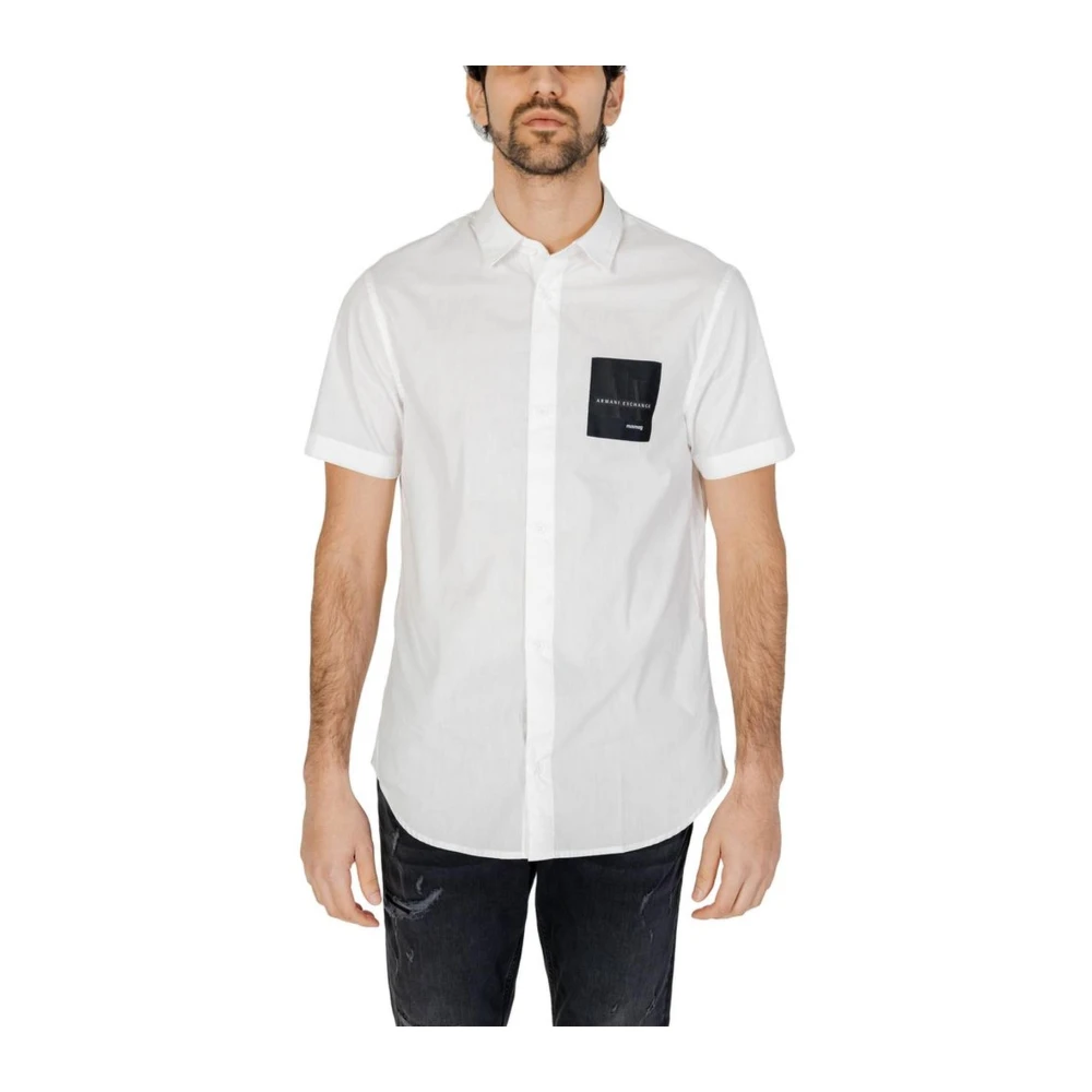 Armani Exchange Katoenen Korte Mouw Shirt Heren Collectie White Heren