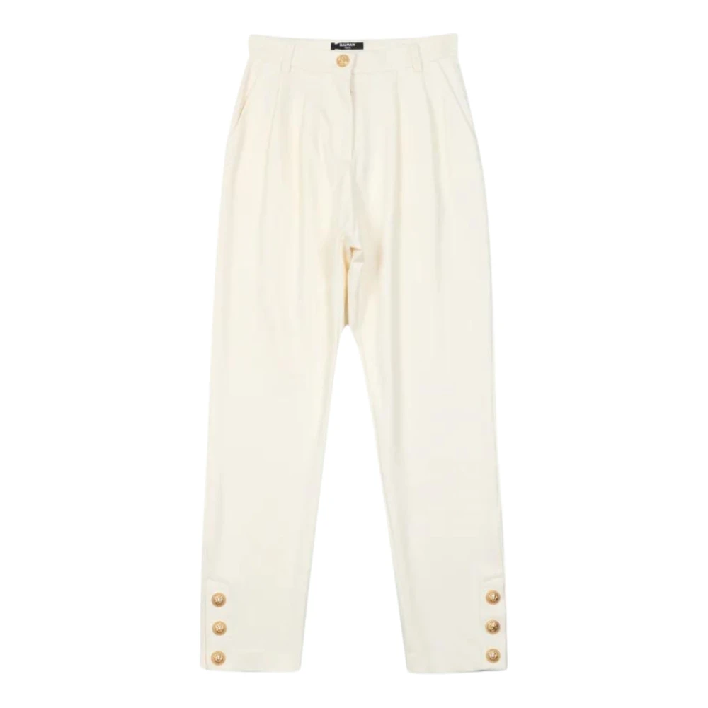 Balmain Ivory Klassiska Högmidjade Byxor White, Flicka