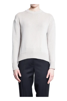 Beige Cashmere Stickad Crewneck Tröja