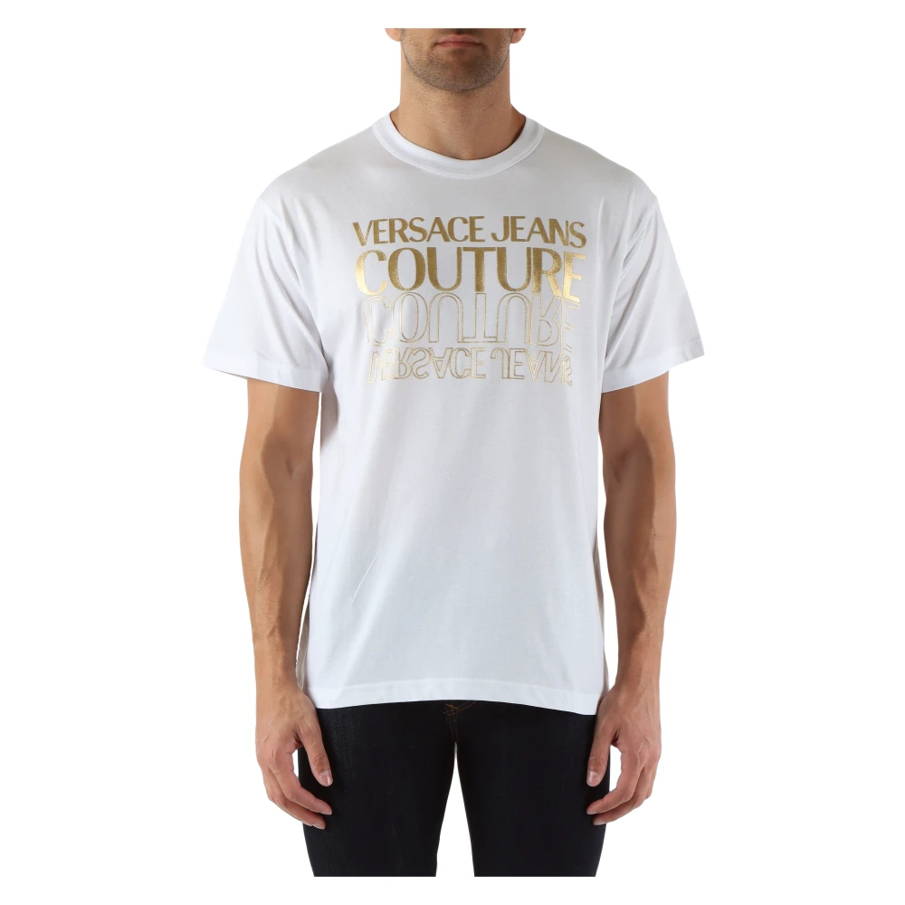 Versace Jeans Couture Regular Fit Katoenen T-shirt met Logo White Heren