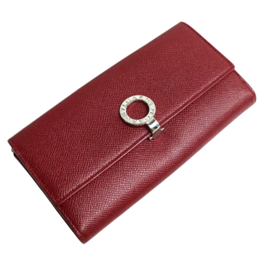 Bvlgari Vintage Pre-owned Leather wallets Red Dames