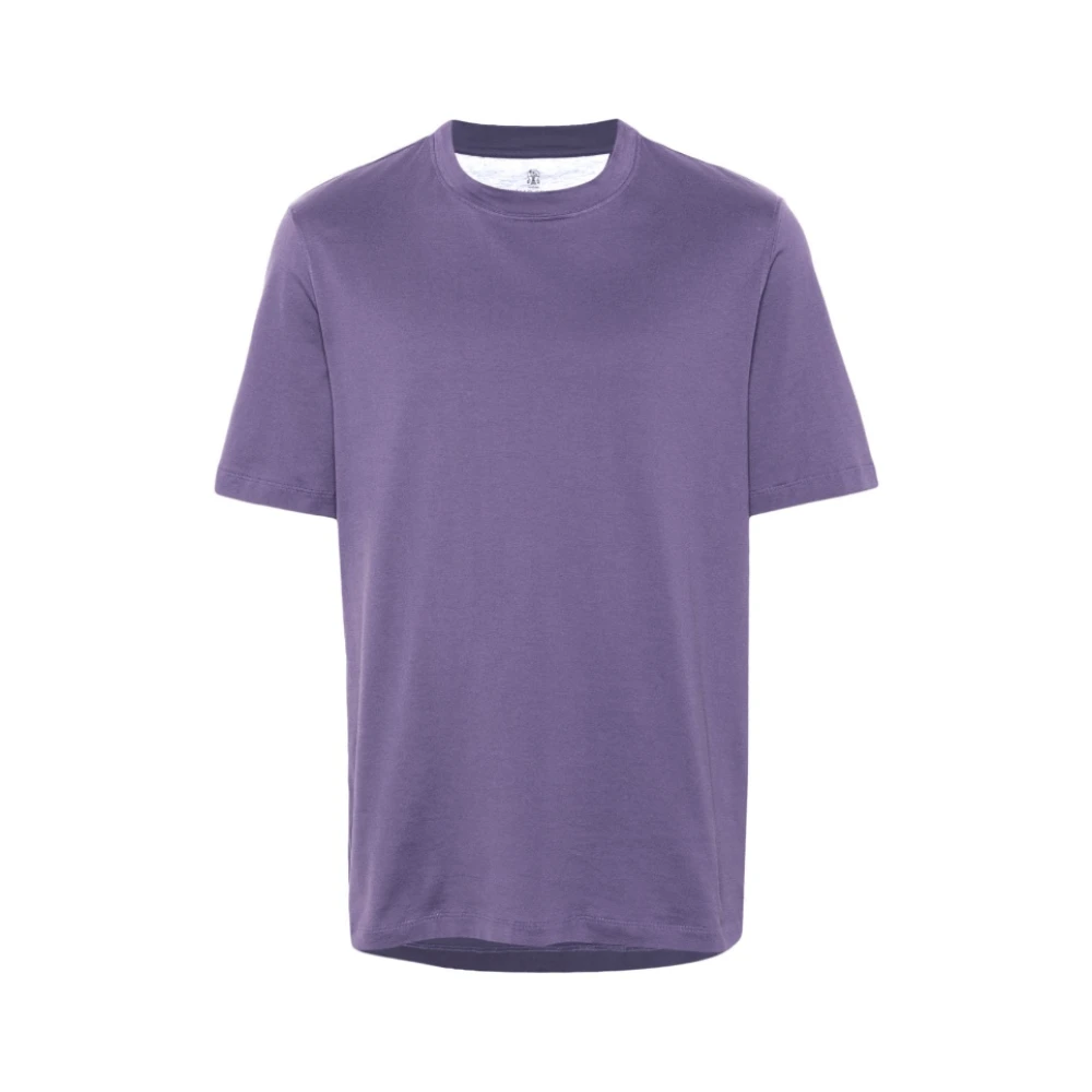 BRUNELLO CUCINELLI Paarse Katoenen Crew Neck T-shirt Purple Heren