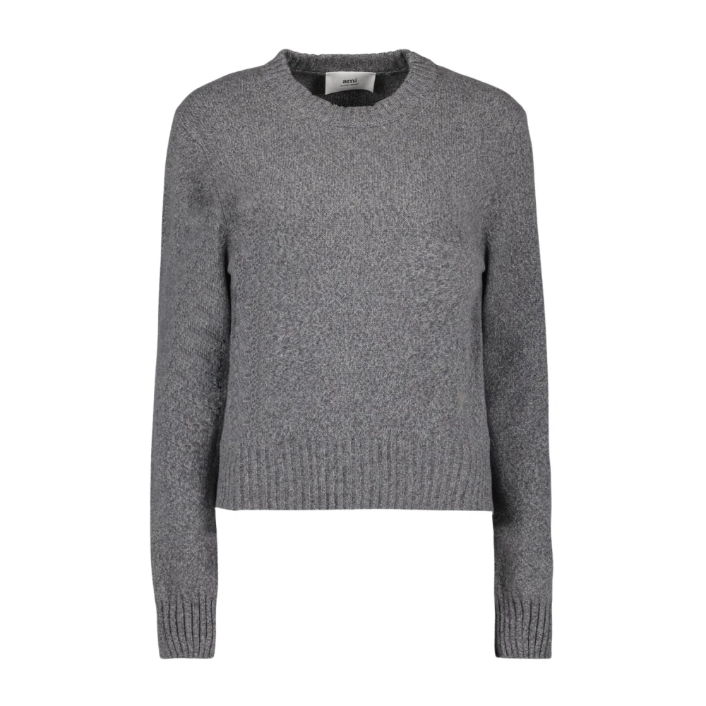 Ami Paris Cashmere Trui met Ronde Hals Gray Dames