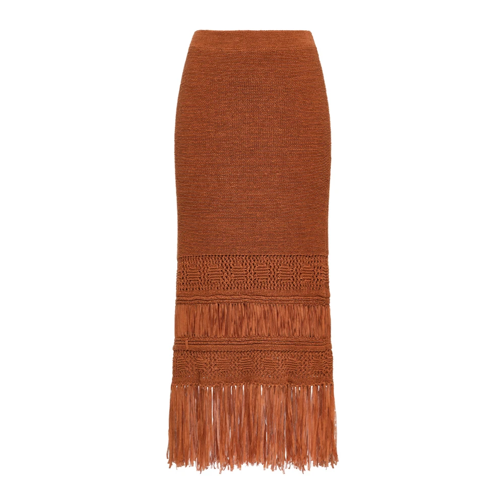 Maliparmi Women's Orange Midi Skirts, M, Knit Tape Skirt