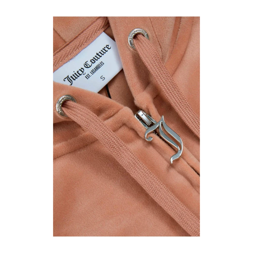 Juicy Couture Velours Hoodie met Strass Detail Brown Dames