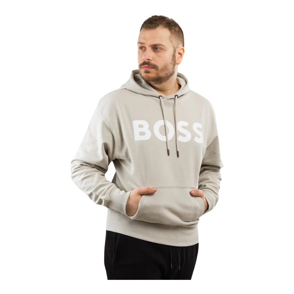 Hugo Boss Herr Hoodie i Beige Bomull Beige, Herr