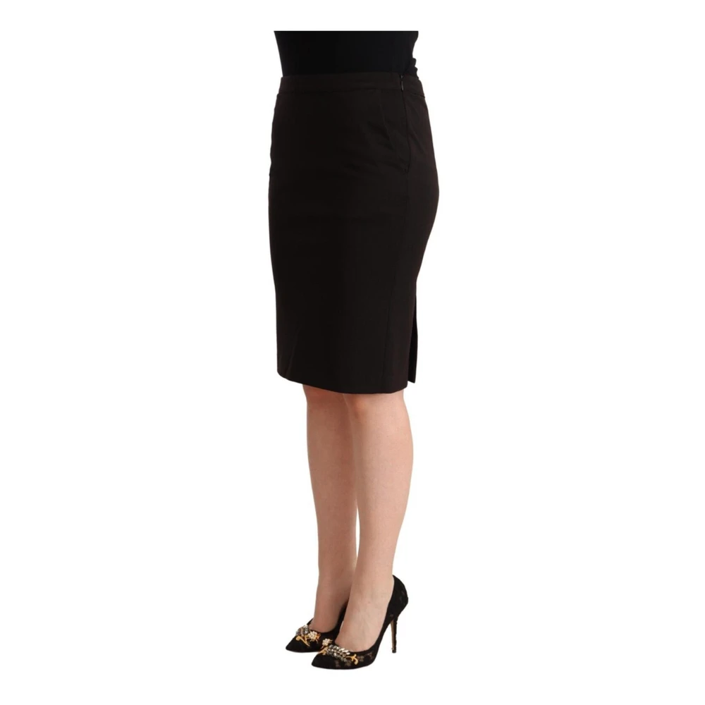Gianfranco Ferré Pencil Rok met Logo Details Zwart Knielengte Black Dames