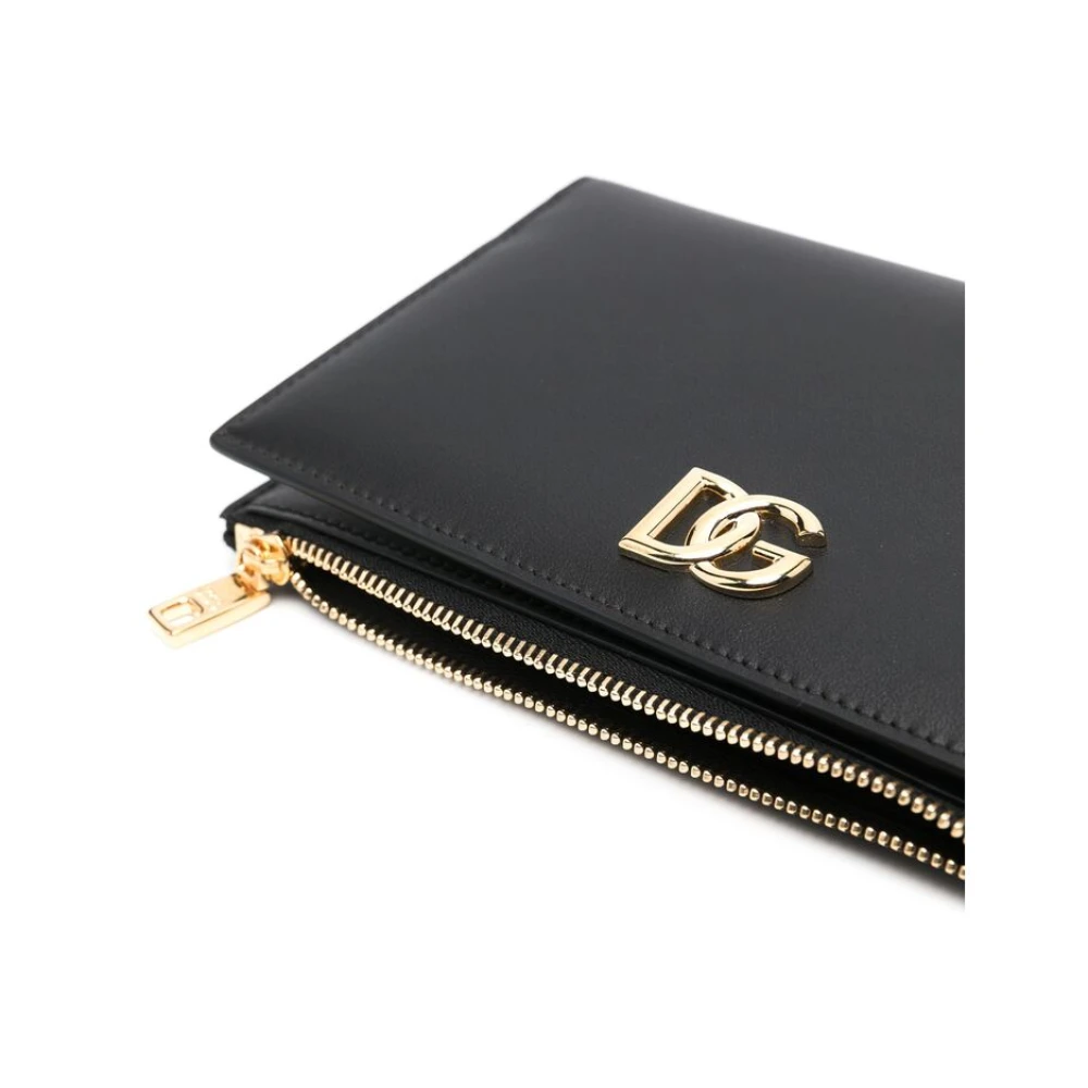 Dolce & Gabbana Zwarte Leren Polsband met Ritssluiting Black Dames
