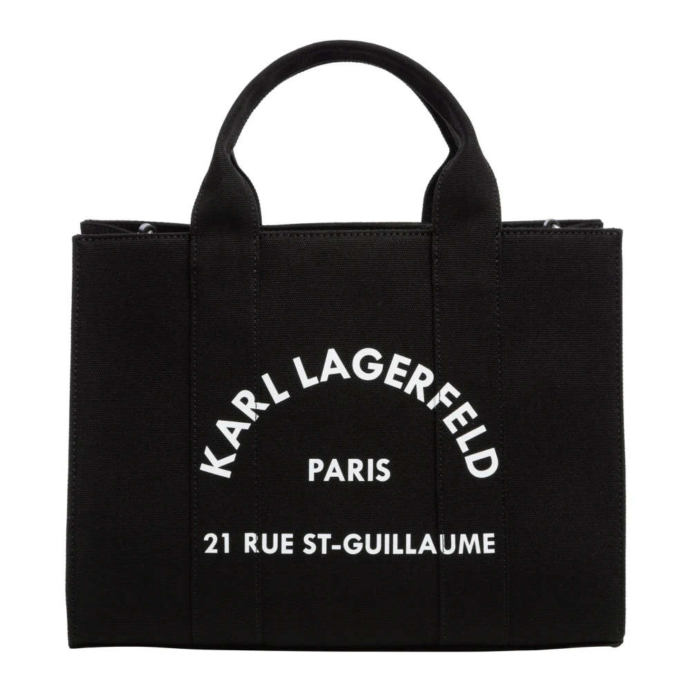 Karl Lagerfeld Gestreepte Tote tas met verstelbare band Black Dames
