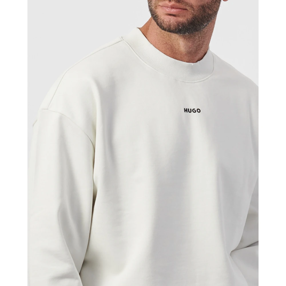 Hugo Boss Witte Crewneck Katoenen Trui White Heren