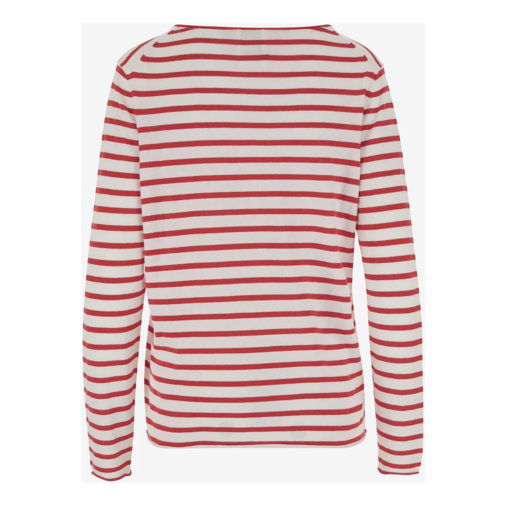 allude Gestreepte Katoenmix Longsleeve Top Red Dames