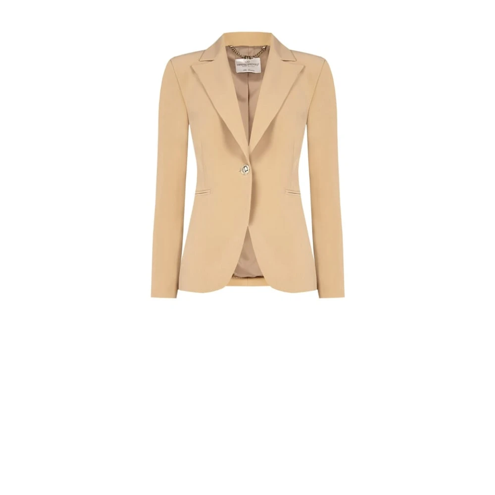RINASCIMENTO Blazerjas van Technische Stof met één Knoop Beige Dames