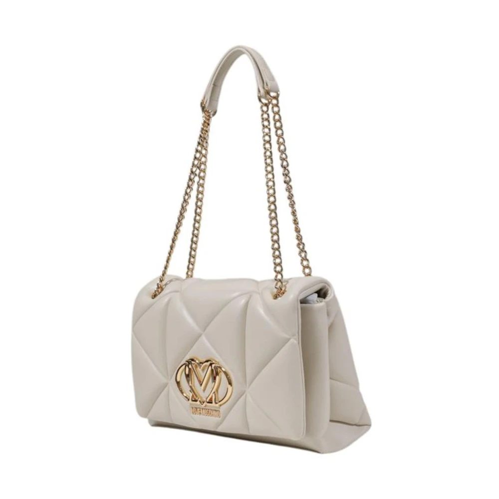 Love Moschino Stijlvolle Polyurethaan Handtas voor Vrouwen Beige Dames