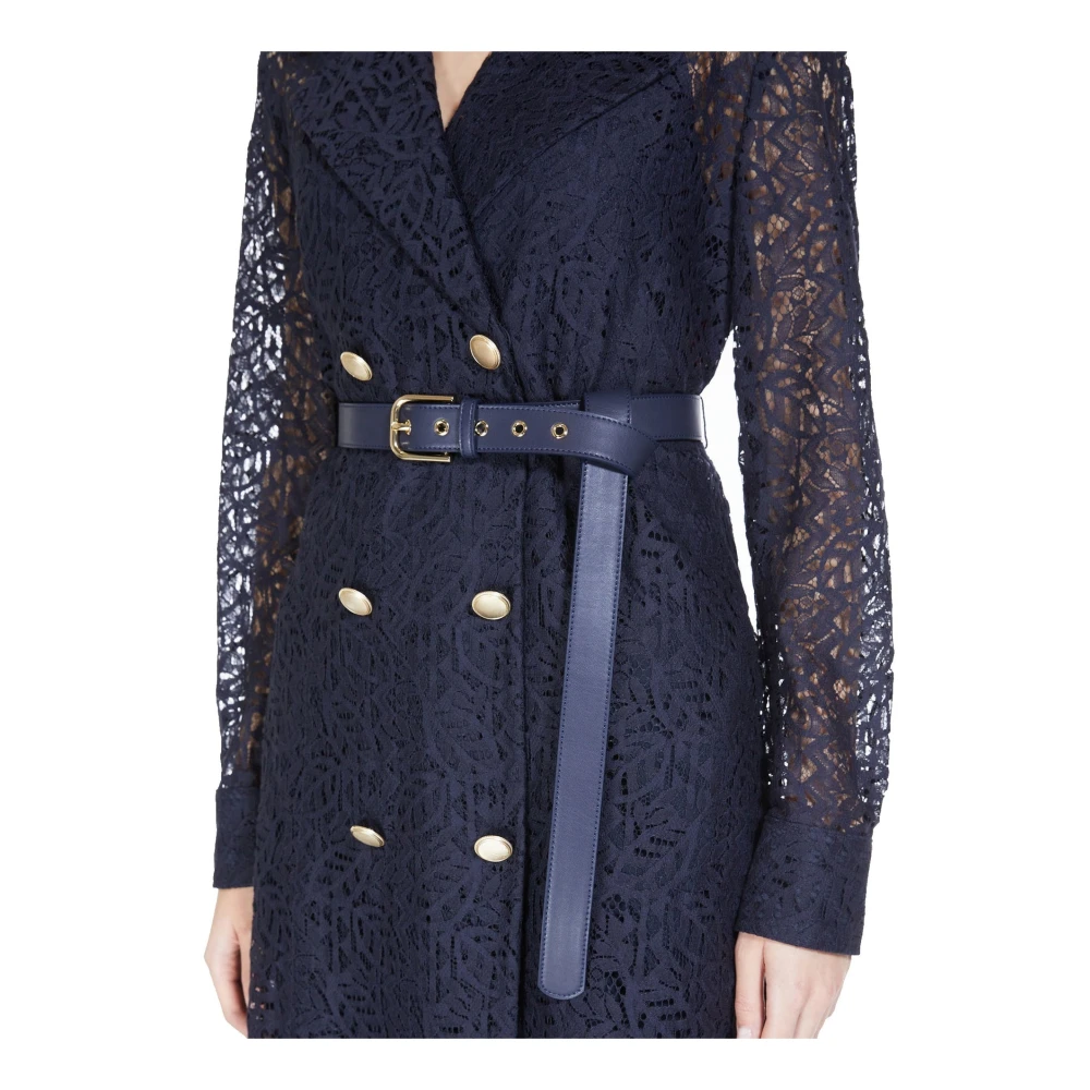 Max Mara Studio Kanten jas met dubbele rij knopen Blue Dames