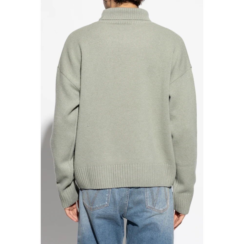 Ami Paris Wollen Turtleneck met Logo Green Heren