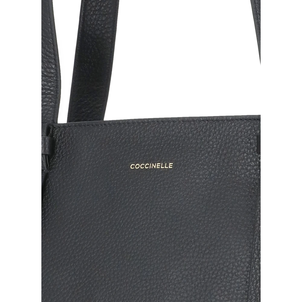 Coccinelle Zwarte leren schoudertas met handvatten Black Dames
