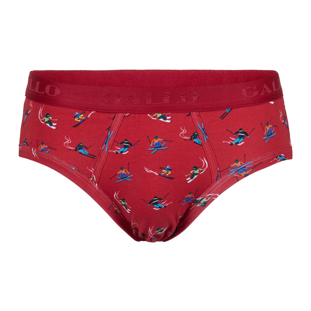 Gallo Rode katoenen slips met skiër motief Multicolor Heren