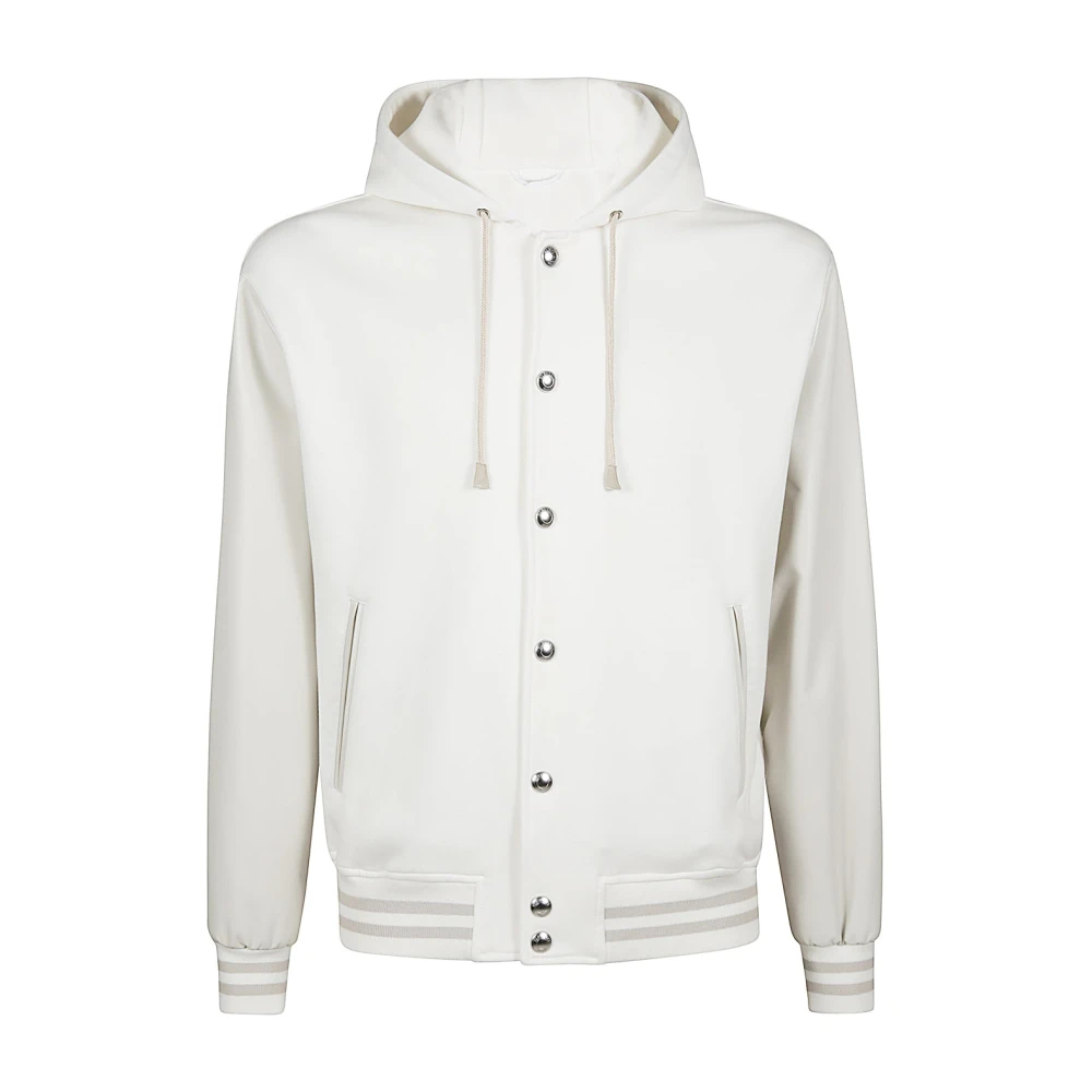 Eleventy Hooded Nappa Mouw Katoenen Bomber White Heren