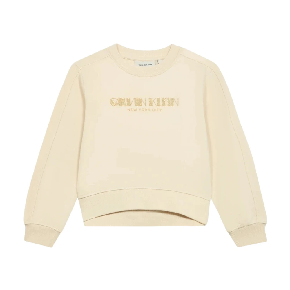 Calvin Klein Girls Beige Kids Sweatshirts, 14 Y, Crewneck Sweatshirt