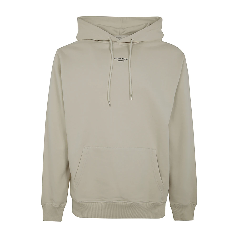 Drole de Monsieur Klassieke Zak Slogan Hoodie Beige Heren