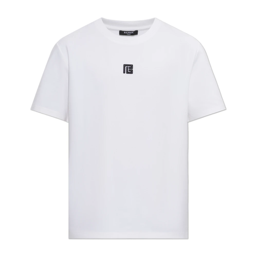 Balmain Uomo Beige - T-Shirt Con Logo Ricamato - Tops - L
