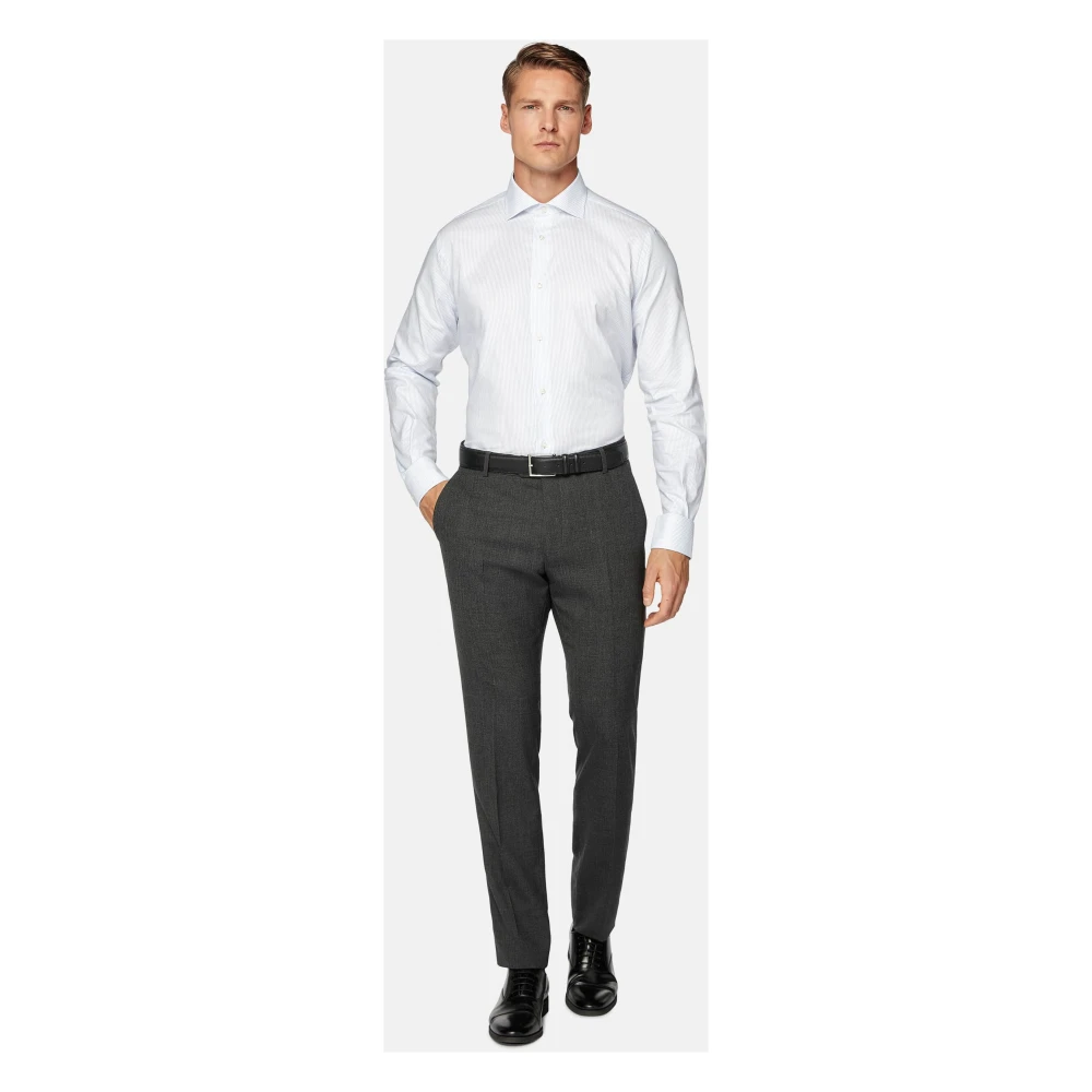 Boggi Milano Overhemd met strepen in regular fit van katoenen dobby Blue Heren