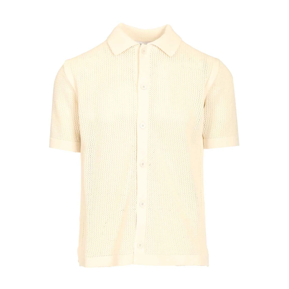 Maison Kitsuné Men's White Open Knit Short Sleeve Cardigan - Cardigans - M - Knitwear