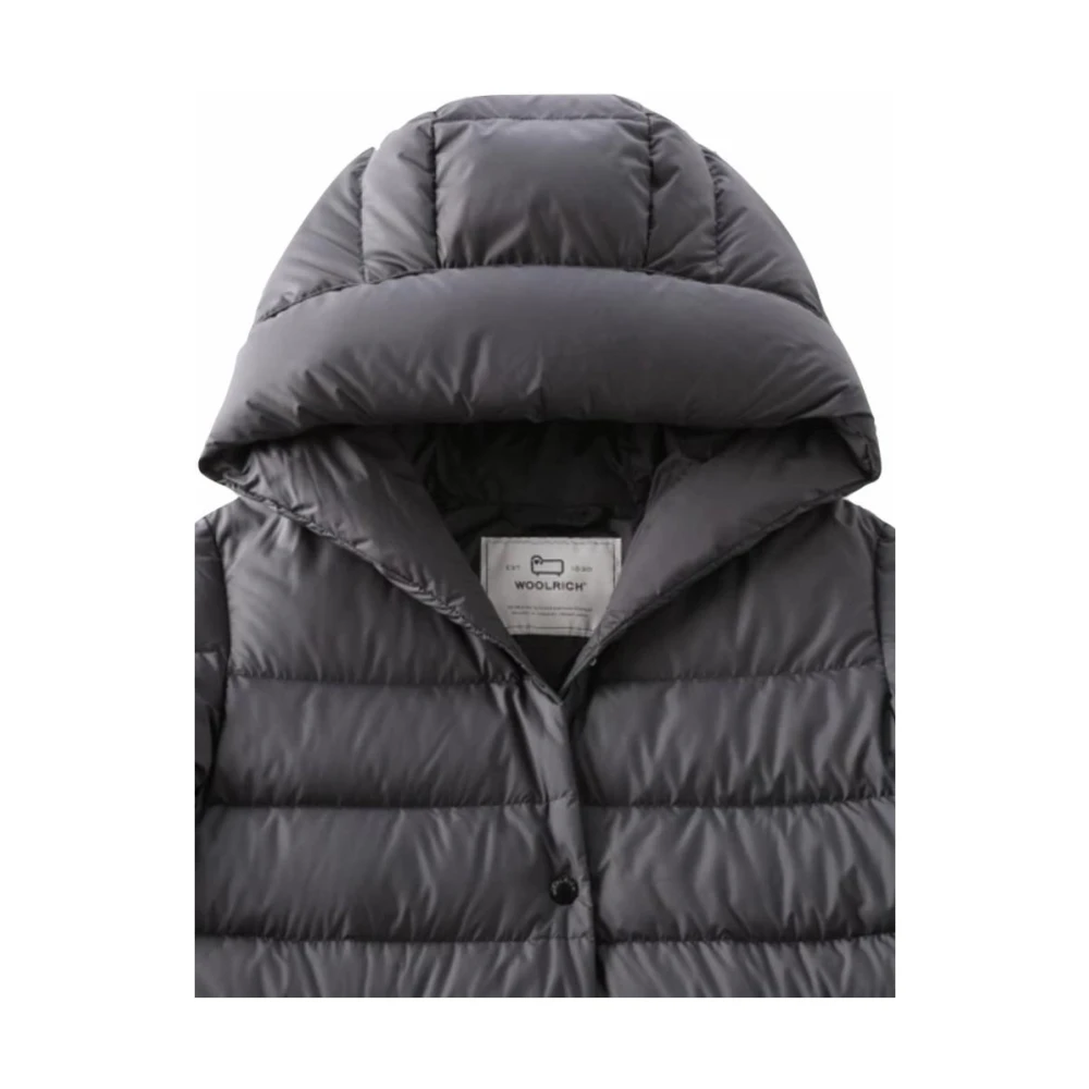 Woolrich Lange jas met capuchon en trekkoord Black Heren