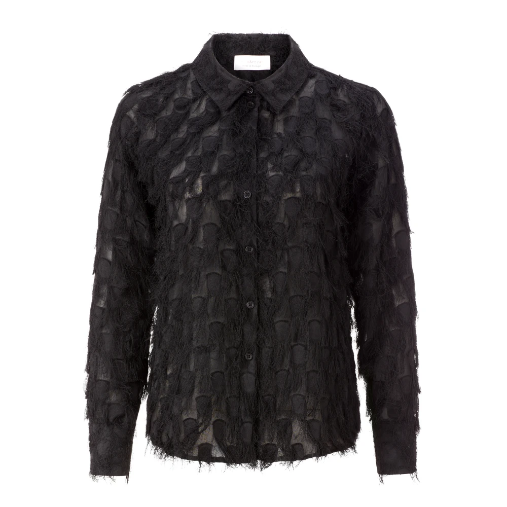 Rich & Royal Gestructureerde Blouse in Trendy Stijl Black Dames