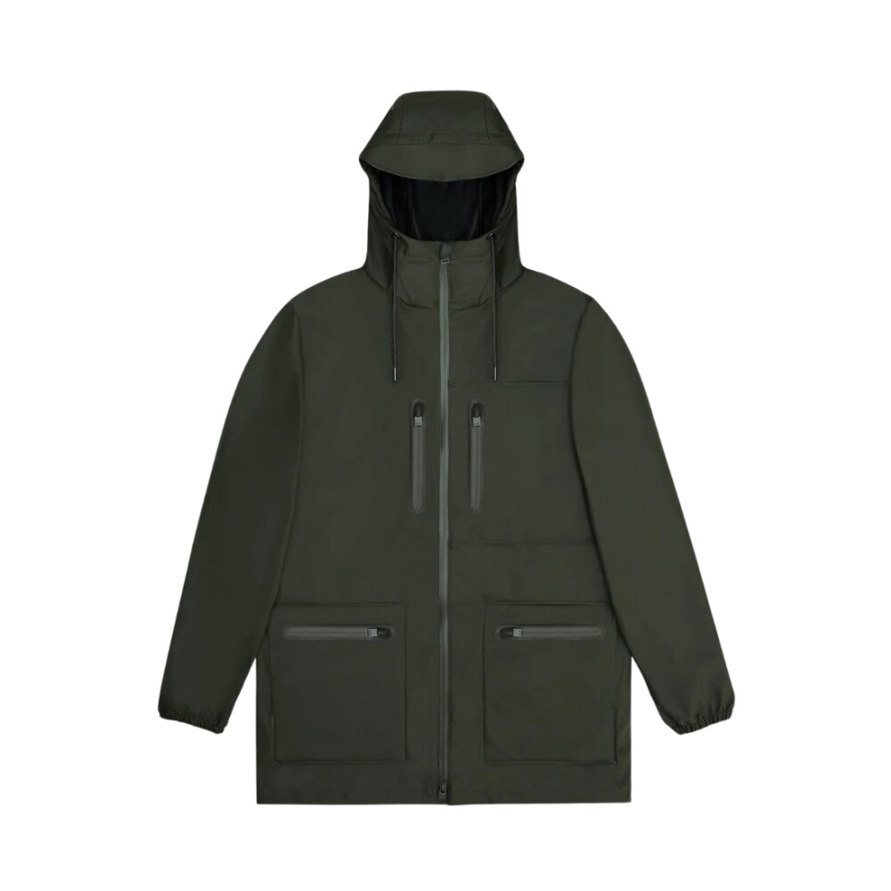 Cargo hooded fashion rain jacket