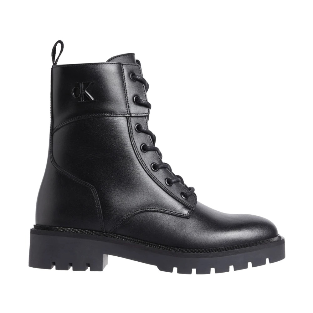 Calvin Klein Jeans Women's Black Lace-Up Boots, 4 Uk, Combat Zip Ankle Boots