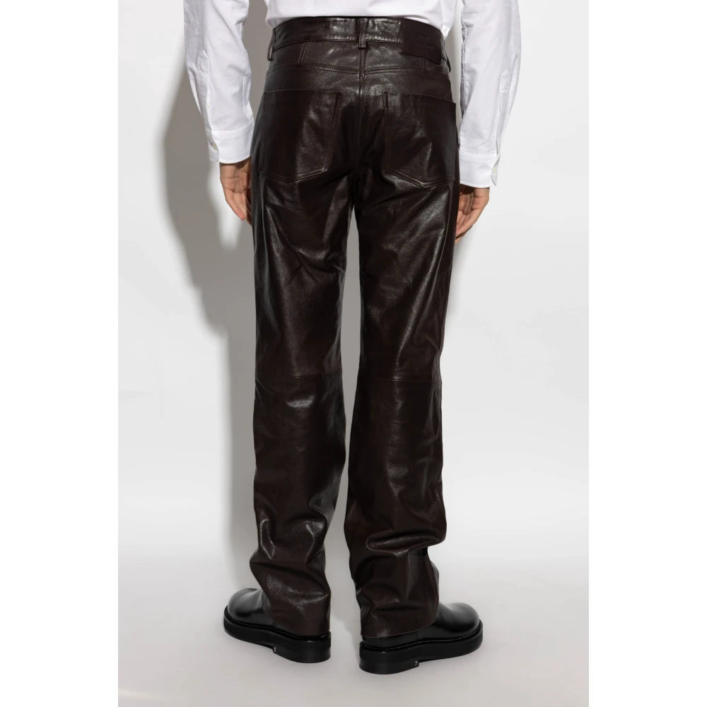 Ami Paris Leren broek Brown Heren