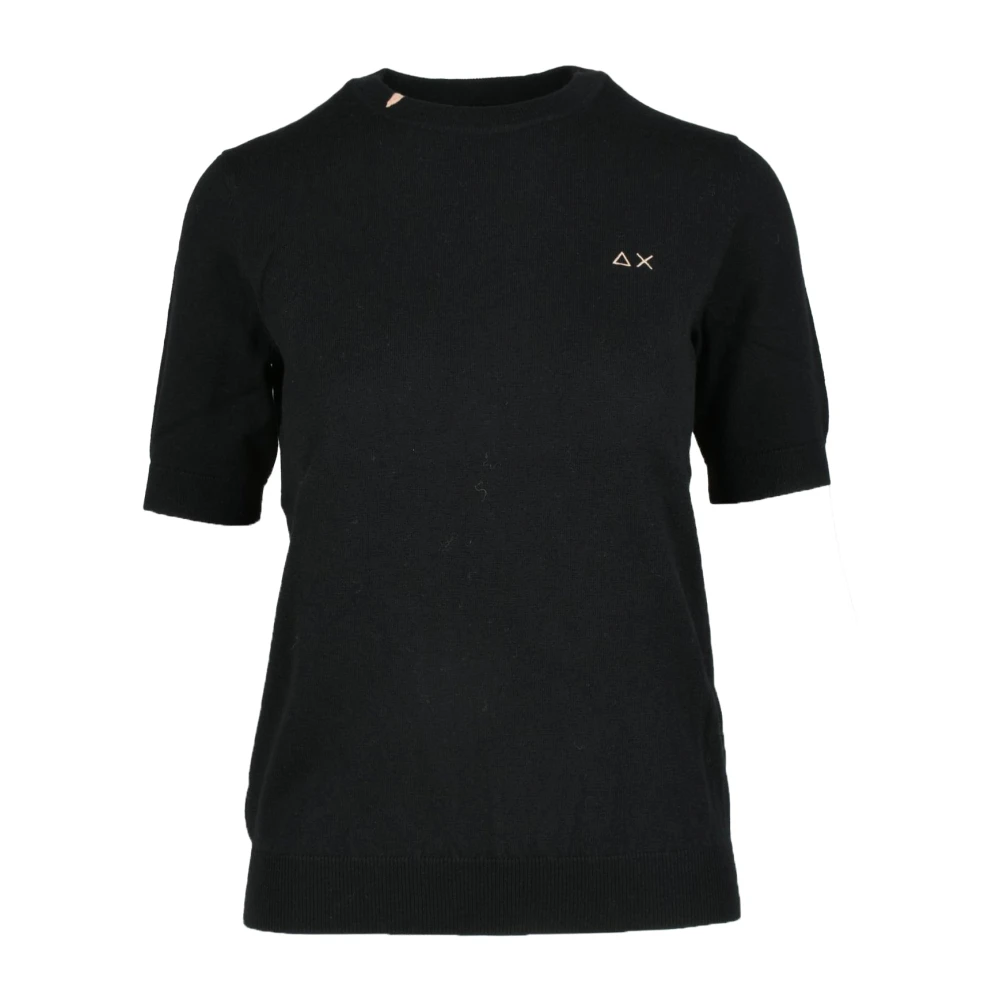 Sun68 Merino Katoenmix Gebreide Trui Black Dames