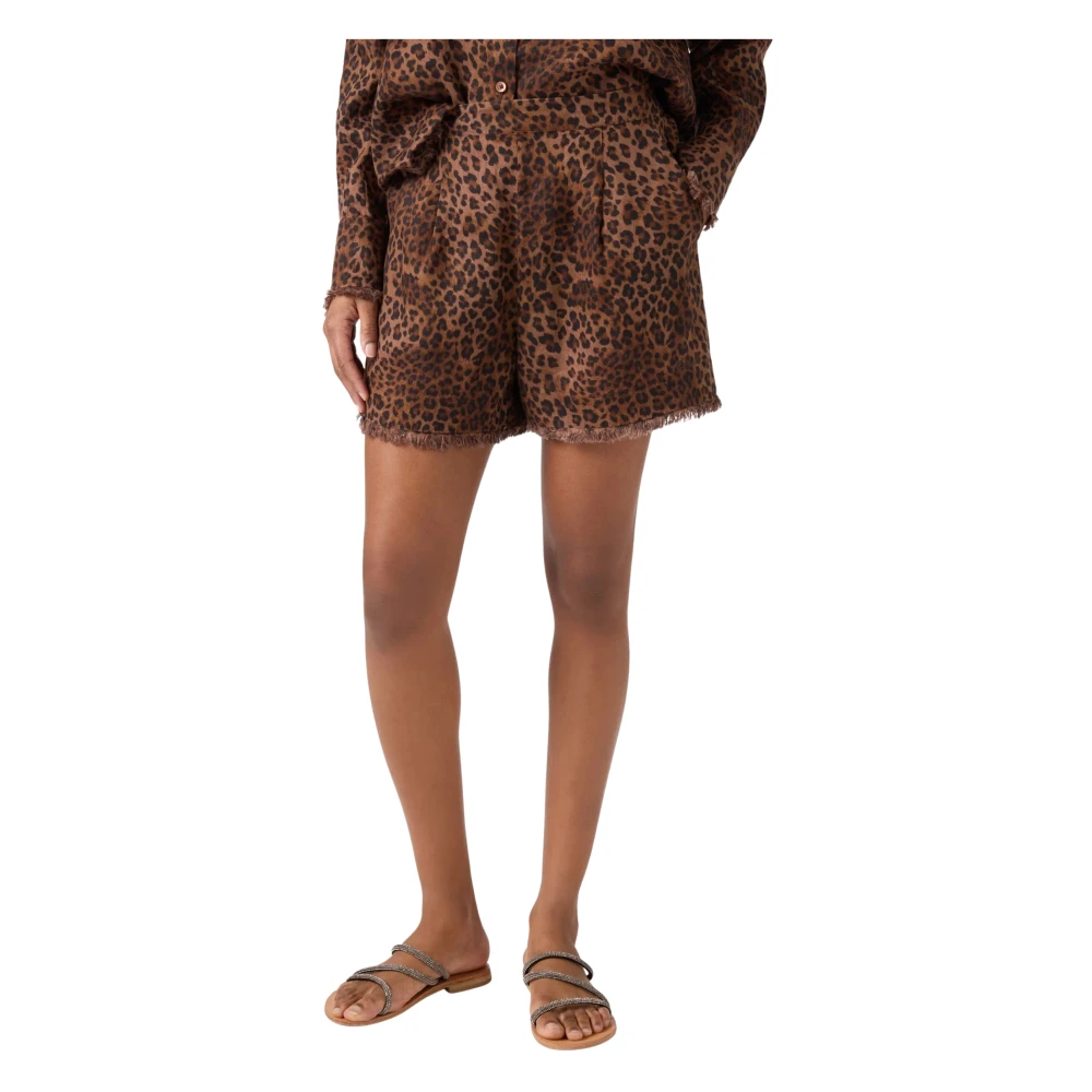 Saint Barth Brown Amani Linen Shorts - Female - Casual Shorts - L - Shorts