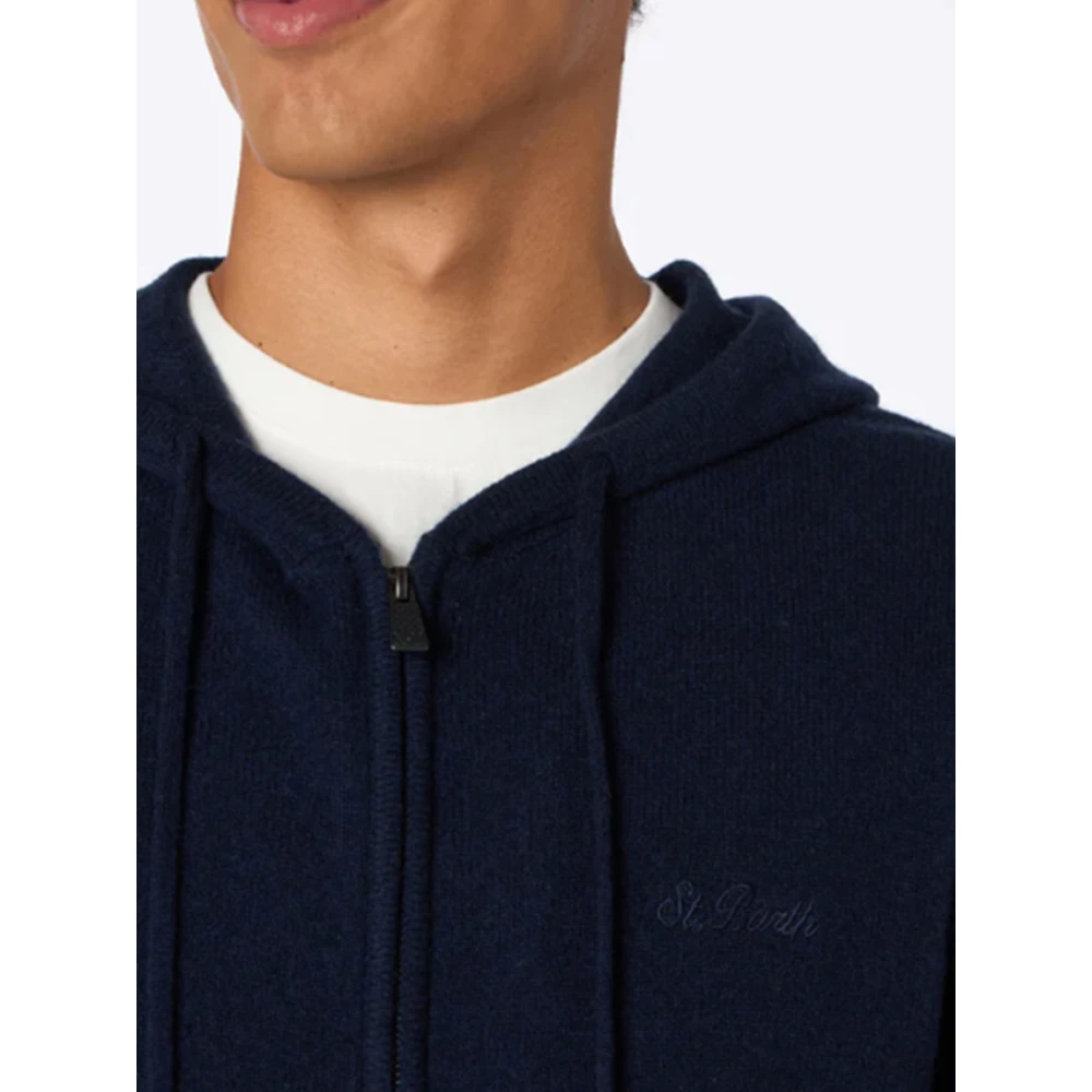 MC2 Saint Barth Blauwe Wollen Hoodie Trui Blue Heren