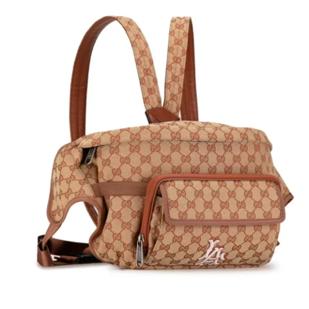 Gucci Vintage Pre-owned Canvas backpacks Beige Dames