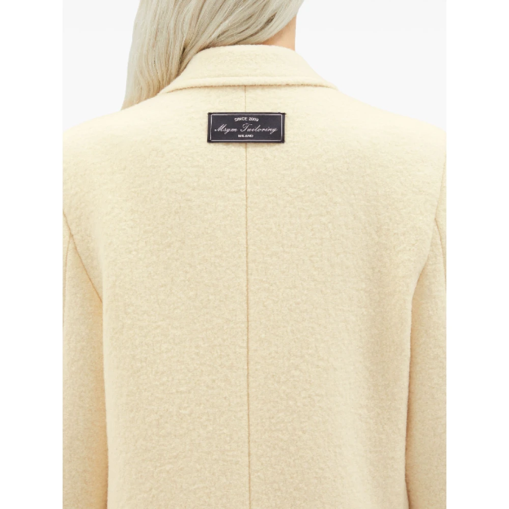 Msgm Beige Jas met Logo Applicatie Beige Dames